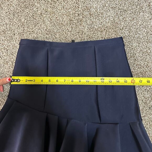 MAJE Women's Gourmand Neoprene Ruffled Mini Skirt Size 38/ US M In Navy - Picture 4 of 9
